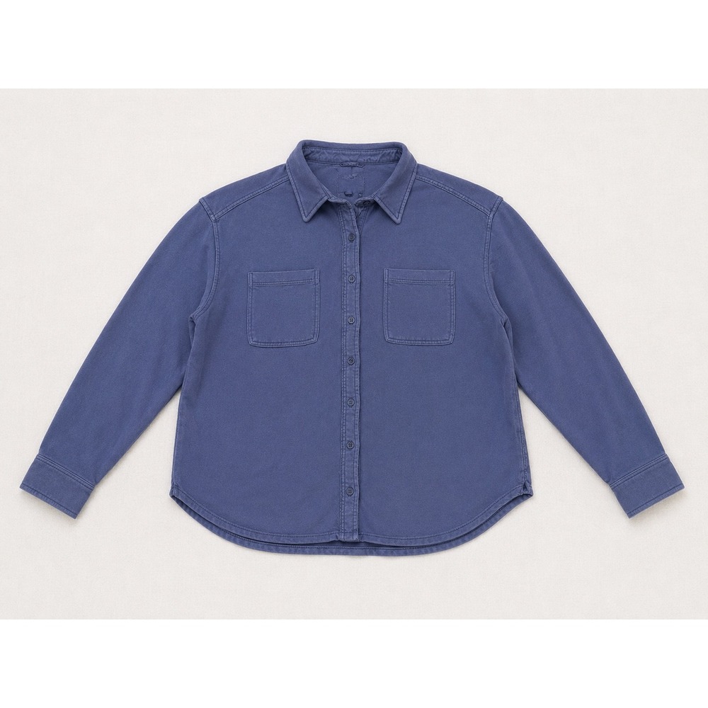Aerie Blue Fleece Lined Button Down Shirt Long Sleeve Pocket Shacket Top XL